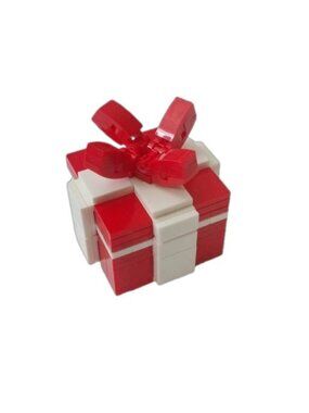 Building Bricks Jewelry Gift Present Box, Red & White